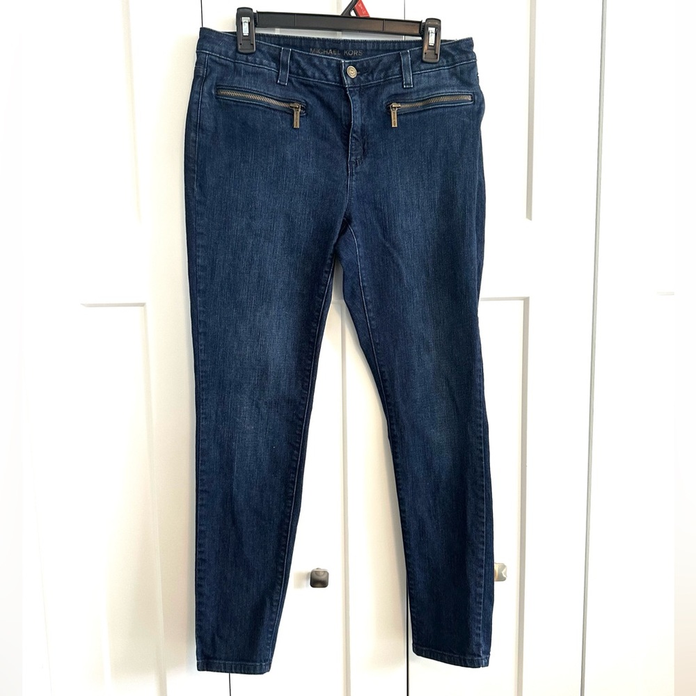 Michael Kors Women’s‎ Moto Zip Dark Blue Skinny Jeans size  8
